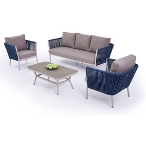 Muebles impermeables <span class=keywords><strong>de</strong></span> cuerda <span class=keywords><strong>de</strong></span> aluminio para exteriores, Patio, Villa, Hotel, apartamento, jardín, sofá, venta directa <span class=keywords><strong>de</strong></span> fábrica - Product Image 1