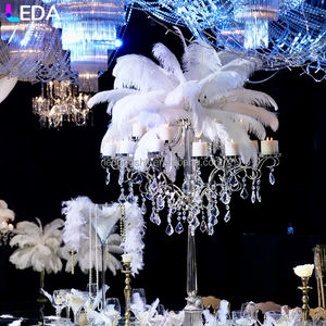Bola de flores artificiales LEDA para decoración de bodas, centros de mesa con plumas de avestruz blancas para fiestas de boda - Product Image 1