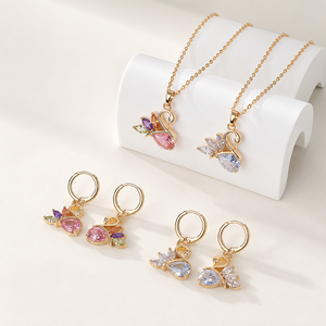Jewelry Set Wholesale New Fashion 18K Gold Plated Brass Zircon for Women Wedding Party <b>Gift</b> - Product Image 2