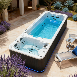 Bain à remous de luxe à double zone avec spa, <span class=keywords><strong>piscine</strong></span> acrylique sans fin de <span class=keywords><strong>5</strong></span>,7 <span class=keywords><strong>m</strong></span> pour extérieur, idéal pour enfants, hôtels, villas et spas, respectueux de l'environnement - Product Image 1