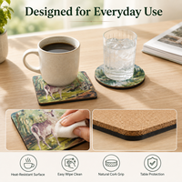 Sous-verres décoratifs classiques écologiques en MDF avec support en liège, motifs personnalisés, forme carrée, pour la maison, la cuisine, le café, accessoires de table
