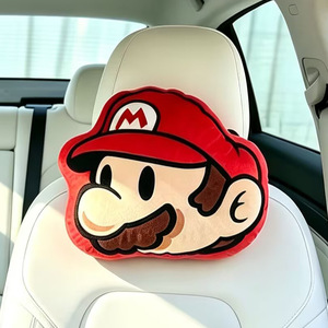 Oreiller de soutien pour la nuque pour femme, motif dessin animé Mario & <span class=keywords><strong>Luigi</strong></span>, en velours cristal et rembourrage en soie, pour appuie-tête de voiture - Product Image 2