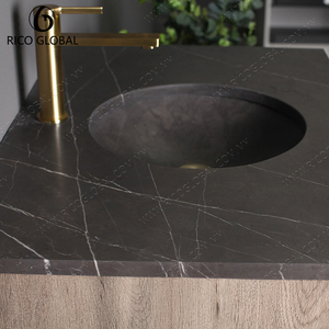 Meuble-lavabo mural moderne RICO GLOBAL avec miroir LED 60 pouces, meuble sous-vasque en MDF, vasque en acier inoxydable, design minimaliste - Product Image 6