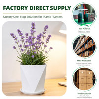 Pots de fleurs carrés en plastique avec trou de drainage, design minimaliste durable pour plantes d'intérieur et d'extérieur, options colorées, 2,02 L, arrosage