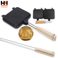 Plaque de cuisson pour sandwichs et toasts, moulée par pressage à chaud, pour camping en extérieur, compatible feu direct, avec clip de fixation pour bord de pot