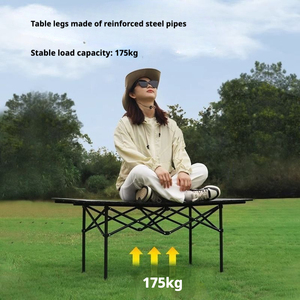 <b>Outdoor</b> <b>Foldable</b> Dining <b>Table</b> and Chairs Set Black Metal Frame Plastic Top for Picnic Camping Beach Use - Product Image 4