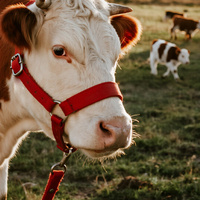Collier réglable bleu et rouge pour bétail, en toile, pour chevaux et bovins, laisse épaisse pour veau, collier pour vache