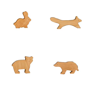 Jouets en bois mignons et vierges sur le thème des animaux de la forêt Montessori : Lévrier, <span class=keywords><strong>renard</strong></span>, blason, ours – Jouet pour tout-petits - Product Image 1