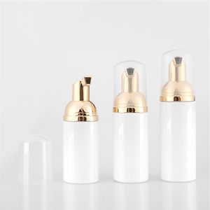 OEM 50ml botella de espuma de plástico bomba dispensador de jabón líquido blanco botella de espuma al por mayor con espuma dorada - Product Image 1