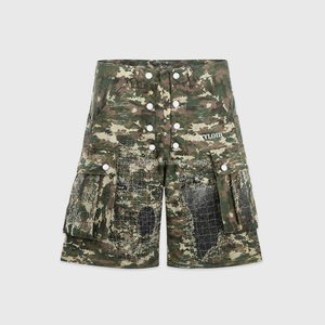 Pantalones Cortos Cargo de Camuflaje con Bolsillos Utilitarios, Diseño Desgastado y Rasgado, Estampado Completo, para Hombre, Diseño de Moda Personalizado, Jeans Anchos de Mezclilla - Product Image 6