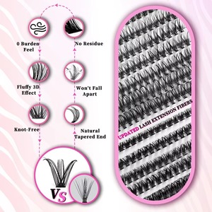 Handmade Synthetic Cluster <b>Lashes</b> <b>Kit</b> Customizable Segment Pre Cut Eyelash Extension Fan Tray - Product Image 5
