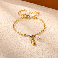 Bracelet à breloques thème océan, hippocampe, coquillage, étoile de mer, perle, plaqué or 18 carats, en acier inoxydable, bijoux pour femmes