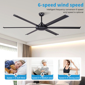 Ventilateur de plafond industriel moderne hautement efficace pour entrepôt intérieur, grande taille, avec pales en aluminium, 6 vitesses et télécommande - Product Image 2