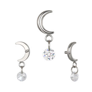 Venta caliente pendiente Helix ASTM F136 titanio media luna con CZ cuelga internamente roscado Top Moon oreja nariz anillo joyería - Product Image 2