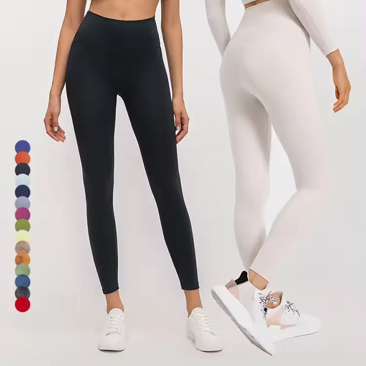 Logo personnalisé Aligner Classique Taille Haute Nylon Spandex Doux Femmes Pantalon Gym Fitness Blanc Yoga Leggings