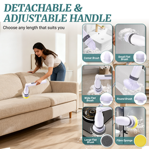 Nettoyeur électrique rotatif sans fil, brosse de nettoyage en plastique avec raclette <span class=keywords><strong>Turbo</strong></span> Scrub, écologique, pour usage domestique, 6 en 1 - Product Image 5