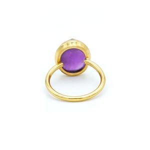 Anillo de Boda de Latón Chapado en Oro de 18K con Amatista y Cuarzo, Diseño Novedoso con Engaste de Bisel, Hecho a Mano, Unisex, Certificado por Terceros, de Moda - Product Image 3