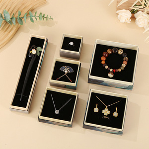 Tùy chỉnh-thực hiện màu xanh giấy Retro sen thiết kế hộp đồ trang sức cho dây chuyền và vòng đeo tay trên dưới bao gồm cho hộp quà tặng bao bì - Product Image 2