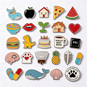 Broches de Metal Personalizados de Fábrica, con Esmalte Suave y Baño de Plata, Varios Diseños de Dibujos Animados, para Decorar Mochilas, Sombreros y <span class=keywords><strong>Ropa</strong></span> - Product Image 1