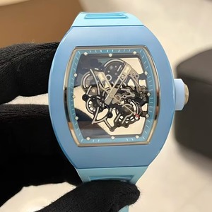 Reloj de Hombre Mecánico Automático Esqueletizado de Lujo con Caja Azul Cobalto Majestuosa, Correa Blanca, Resistente al Agua, Luminoso, Tendencia de Negocios 2026 - Product Image 2