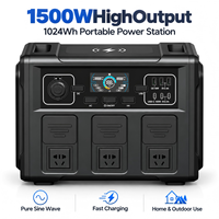 Station d'alimentation portable 1500W 1190Wh LiFePO4, générateur solaire à onde sinusoïdale pure, charge sans fil, pour la maison et l'extérieur, OEM ODM