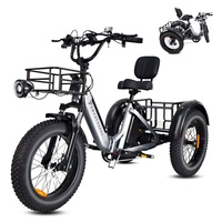Tricycle électrique EcoRider SMARTRAVEL 48V 750W à pneus larges pour adultes, vélo cargo à 3 roues avec grand panier, 20 pouces, tout-terrain