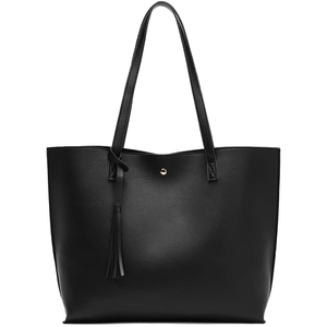 Soldes Exceptionnelles : Grand Sac Fourre-Tout en Faux Cuir Souple, Imperméable, Grande Capacité pour Femme avec Pompons, Doublure en Polyester, Sac à Main et Épaule - Product Image 1