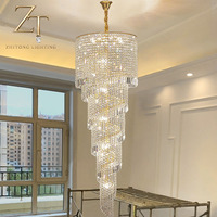 Lampu Gantung Kristal Spiral Mewah untuk Dekorasi Hotel Modern, Villa, Klub, Tangga, Lobi, dan Ruang Tamu Besar
