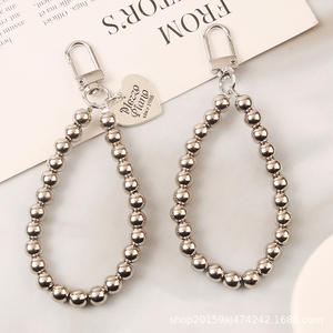 Nouveau porte-clés en forme de cœur, pendentif créatif en métal, chaîne à perles rondes, accessoires pour clés, décoration pour étui d'écouteurs ou sac, unisexe Q963 - Product Image 3