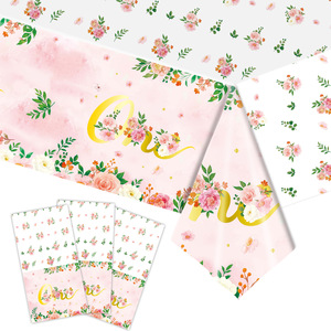 1st Birthday Party <b>Tablecloth</b> <b>Rectangle</b> Digital Printing Disposable Table Decor For Baby Shower Celebration - Product Image 1