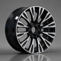 Nouvelle jante en alliage d'aluminium forgé 20 rayons, finition maille noire brillante et argent usiné, 6 trous, logo personnalisé, jante de voiture 16-22 pouces 5x114.3