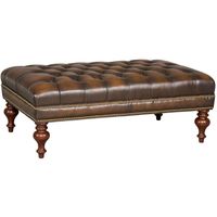 Pouf/Banc capitonné en cuir véritable de style aviateur, vintage et luxueux, pour salon ou chambre à coucher, inspiré du style loft industriel rétro.
