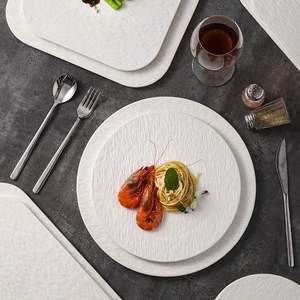 Ceramica bianca utensili da cucina pietra grano piatto quadrato rotondo piatto per bistecca Pasta Fine uso ristorante <span class=keywords><strong>servizio</strong></span> alberghiero - Product Image 3