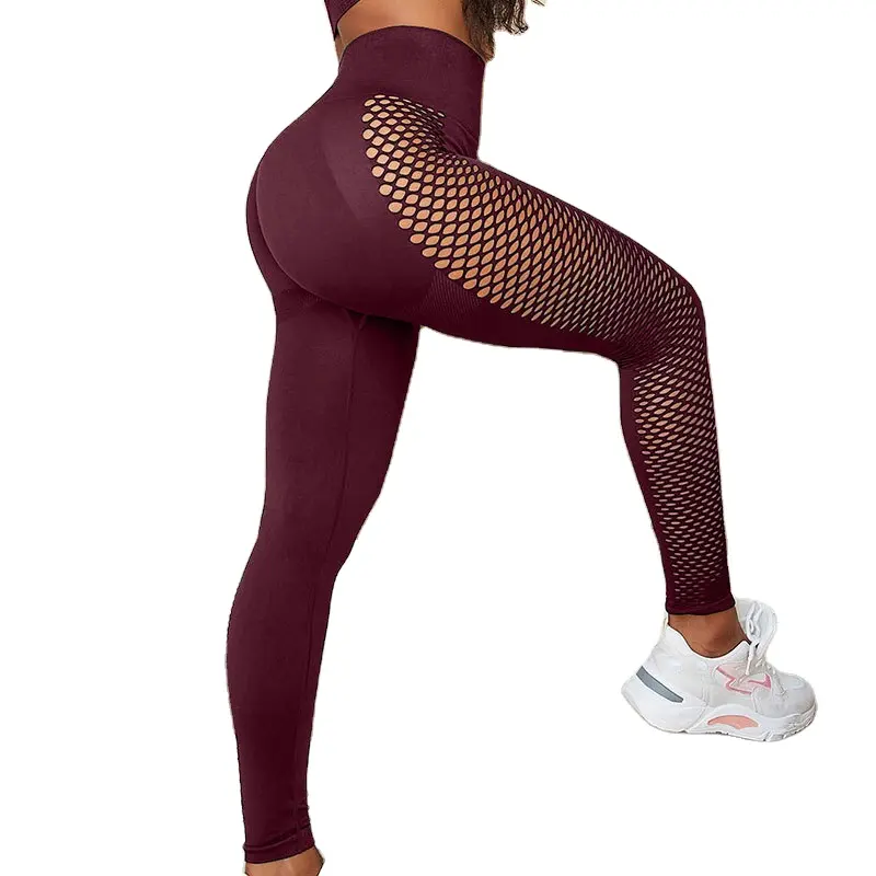 Résille trous vêtements entraînement Gym Fitness formateur Streetwear pantalon Scrunch bout à bout femmes vêtements de sport Yoga Leggings pour femmes