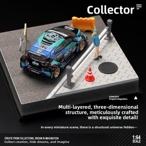 Modèle de voiture à l'échelle 1:64, mini scène de rue, verdure, mur gris, route, <span class=keywords><strong>garage</strong></span>, place de stationnement, cadeau d'anniversaire pour garçon - Product Image 5