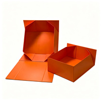 Boîte cadeau rigide personnalisée avec couvercle magnétique orange, doublure en éponge, laminage mat, gaufrage, pliable, emballage haut de gamme