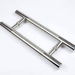 Vente en gros poignée de porte en verre en forme de H en acier inoxydable pour salle de douche, poignée de porte en verre de style design italien poignée ronde - Product Image 1