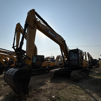Excavatrice sur chenilles Sany SY215C d'occasion, moteur d'origine, 21 tonnes, hydraulique stable, sans fuite d'huile, pour travaux municipaux