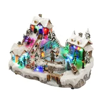 Figurine de ville LED en polyrésine 35 cm, modèle de Village de noël, avec cadeaux mobiles