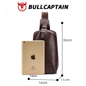 Bolso de Pecho BULLCAPTAIN para Hombre, de Cuero Genuino, Bolso Bandolera Clásico, con Bolsillo para Teléfono Celular, para Uso en Exteriores - Product Image 3