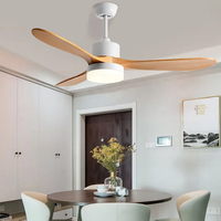 Ventilateur de plafond LED en bois massif nordique avec télécommande, moteur DC, forte puissance, style rétro moderne pour chambre, salle à manger, salon