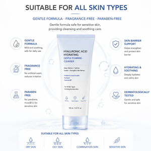 Limpiador <span class=keywords><strong>Facial</strong></span> Suave de Uso Diario con Baja Espuma para Piel Sensible, Calmante, Hidratante con Ácido Hialurónico - Product Image 5