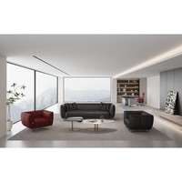 Ensemble de canapés de bureau modernes et simples en cuir véritable avec mousse haute densité pour projets commerciaux et de réception