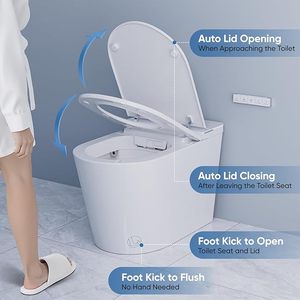 Удлиненный Умный Унитаз для биде с автоматическим открытием крышки подогреваемое сиденье теплая вода/сушилка Ночной свет-встроенный биде - Product Image 3