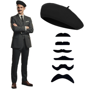 Ensemble de vêtements et accessoires pour hommes PESENAR des années <span class=keywords><strong>1920</strong></span>, chapeau et barbe noirs Ensemble deux pièces - Product Image 1
