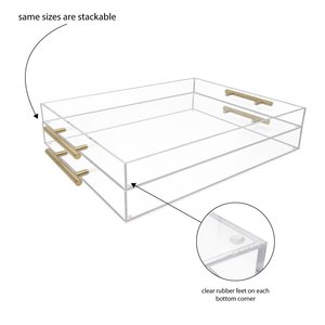 <strong>Custom</strong> Size Clear Acrylic <strong>Serving</strong> <strong>Tray</strong> With Gold Handle - Product Image 6
