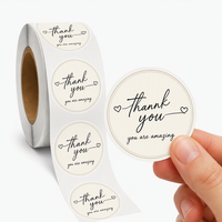 Autocollants ronds personnalisés de remerciement, autocollants en papier vinyle imperméables, autocollants adhésifs pour l'impression d'étiquettes cadeaux, autocollants en rouleau avec logo