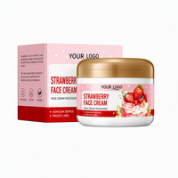 Crème de nuit pour le visage au goût de fraise biologique vegan personnalisable, crème nourrissante, hydratation intense, peau éclatante, fini velours