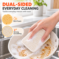 Éponge en coton et pulpe de bois avec face en fibres haute densité et dos en pulpe souple, outil de nettoyage pour évier de cuisine et vaisselle