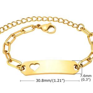 Yiwu Aceon Velle-Cadena de Clip de papel grueso de acero inoxidable, tamaño personalizado, barra curva, corazón hueco, pulsera dorada en blanco para estampado - Product Image 3